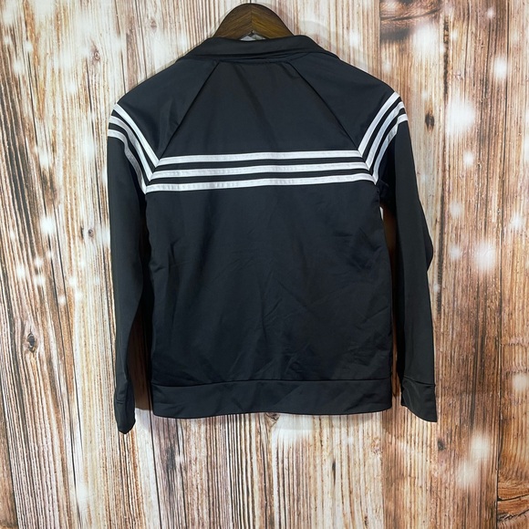 Adidas black logo zippered jacket great condition size medium 10/12 youth - Picture 4 of 4